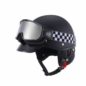 Casque de moto rétro de loisir, style vintage, 3/4, demi-visage ouvert, casque de vélo électrique - Product Image 3