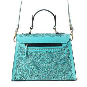 กระเป๋าถือสไตล์โบฮีเมียนสำหรับผู้หญิงมีซิปปิดแฟชั่นฤดูใบไม้ร่วงกระเป๋าหนังแท้สไตล์ตะวันตกมีพู่ประดับดอกไม้ - Product Image 4