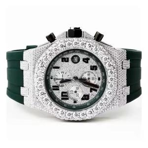 Lujo de alta calidad Bustdown Moissanite diamante hecho a mano Ajuste automático relojes Acero inoxidable joyería Unisex esterlina - Product Image 1