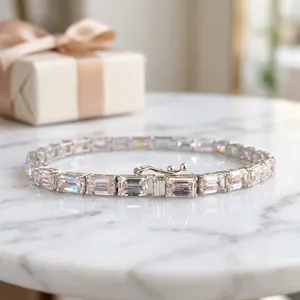 Pulsera de tenis con corte esmeralda de 16.30 CT para mujer, regalo de boda y compromiso, diamante cultivado en laboratorio, joyería con diamantes certificados por IGI. - Product Image 3