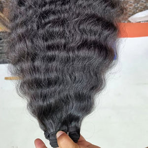 Belle trame de cheveux Remy indiens bouclés noirs épais sans enchevêtrement extensions de cheveux humains pour un look glamour - Product Image 1