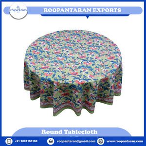 Mantel de Algodón Estampado a Mano con Diseño Floral Azul Anarkali, Tendencia Más Reciente de Fabricantes Indios, Precio Económico en Oferta - Product Image 6
