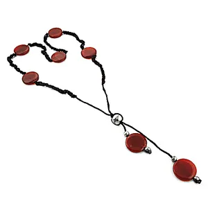 Collier en perles de pierre rouge pour femmes, bijoux religieux tendance faits à la main avec chaîne en acier inoxydable plaqué or pour cadeaux - Product Image 1