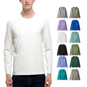 Vente en gros vrac T-shirts unis personnalisés à manches longues pour hommes T-shirt uni pour hommes 100% coton T-shirts confortables à manches longues pour hommes - Product Image 3