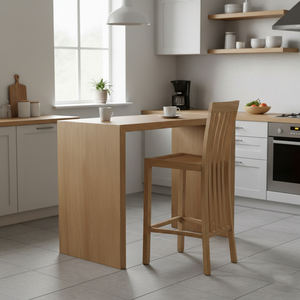 Chaise de bar en bois de teck durable, style scandinave moderne, modèle Balero, avec dossier à lattes, pour usage commercial dans les cafés et restaurants - Product Image 5