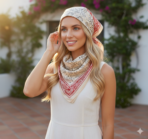 Pañuelo de Algodón Orgánico de Alta Calidad, Diseño Vibrante de Paisley, Forma Cuadrada Única, Accesorio de Invierno - Product Image 3