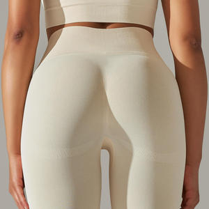 Fabricant de l'usine, leggings froissés d'entraînement respirants personnalisés, pantalons de yoga taille haute, leggings dorsaux pour femmes - Product Image 5