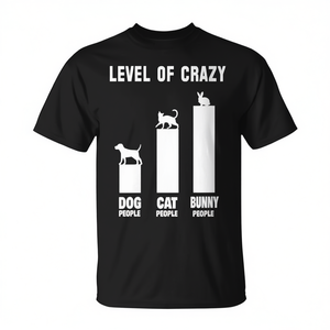 T-shirt drôle pour propriétaires de chiens, chats et lapins, niveau de folie des propriétaires de lapins - Product Image 2