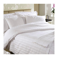 Ensemble de literie de haute qualité 100% coton rayé turc Satin hôtel Textile blanc 4 pièces housse de couette drap de lit taie d'oreiller