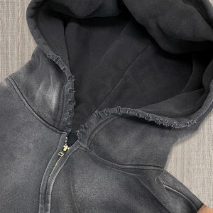 Sudadera con capucha de gran tamaño de algodón ligero de lujo para hombre, estampado de lavado ácido, logotipo personalizado, temporada de invierno, Sudadera con capucha sin cuerdas, serigrafía - Product Image 4