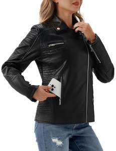 Chaqueta profesional de cuero genuino hecha en fábrica para damas Chaqueta de cuero de motocicleta con impresión de logotipo personalizado - Product Image 4