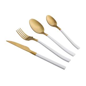 Ensemble de couverts modernes en or mat avec manche blanc, idéal pour la décoration de table à manger à domicile et les événements, en provenance d'Inde - Product Image 1