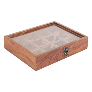 Boîte à épices en bois de nouvelle conception, boîte de rangement pour épices avec couvercle en acrylique poli brillant, boîte à épices en bois faite à la main - Product Image 1