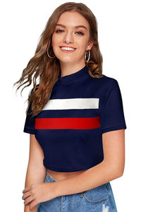 Camiseta india de punto de moda, Tops azules para mujer, ropa regular cómoda, Tops cortos formales de Indian Boutique, último exclusivo - Product Image 2