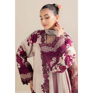 ADAN LIBAS Conjunto de 3 piezas de gasa para mujer: Camisas estampadas con bordados y Dupatta, y pantalón estampado - BIC-059 - Product Image 3