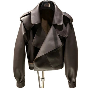 Chaqueta de Cuero, Chaqueta de Piel de Oveja Suave de Primera Calidad, Chaqueta de Cuero Marrón para Mujer - Product Image 1