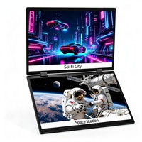 Écran LCD double 14 pouces, extension vers le haut et vers le bas, affichage 1080p, moniteur portable triple, extension pour ordinateur portable