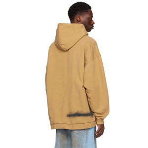 Sweat à capuche personnalisé surdimensionné à la mode en coton polaire marron peint à la main avec des graphiques graffitis pour hommes - Product Image 3