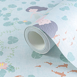 Fabriqué en Allemagne-Rouleaux de papier peint Sirène Bleu Coloré Vert-Non Tissé-Papier peint Chambre d'enfant-10,05x0,53 m - Product Image 1