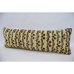 Beige Kantha Wool <b>Pillow</b>, 12x36 Inches, Woven Pattern - Product Image 4