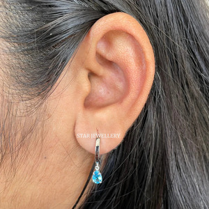 Pendientes de Aro de Oro Rosa Sólido de 14K con Diamantes, Joyería Fina, Regalo - Product Image 3