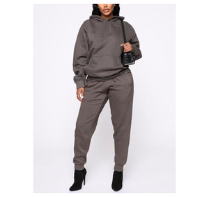 Wholesale 2022 Custom Logo Female Training Wear Sweatsuit 2 Piece Set Track Suit Hooded Tracksuit for Women - Product Image 5