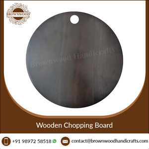 Tabla de cortar de madera de acacia redonda de alta calidad para suministro de hoteles y restaurantes con asa, tabla de cortar de madera duradera para uso en la cocina - Product Image 5