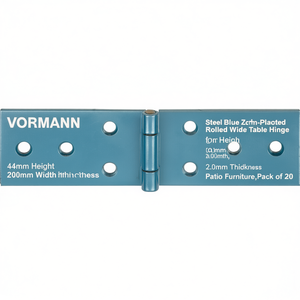 VORMANN Steel <b>Blue</b> Zinc-Plated <b>Rolled</b> Wide Table Hinge 44mm Height 200mm Width 2.0mm Thickness for Patio Furniture-Pack of 20 - Product Image 3