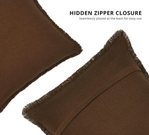 Housse de coussin à franges Coussin décoratif avec glands Canapé, canapé, lit, ferme Décor à la maison Automne Thanksgiving-brun noix - Product Image 3