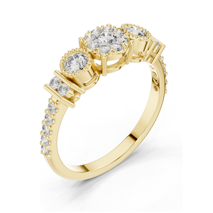 Bague multi-pierres en diamant de laboratoire 0,586 CT pour femme, clarté VVS-VS EF, or 18 carats, 14 carats, 10 carats et argent 925, rose, jaune, blanc - Product Image 6