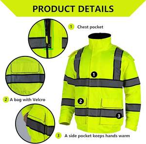 Veste réfléchissante haute visibilité pour hommes Veste de sécurité imperméable et haute visibilité pour la construction - Product Image 3