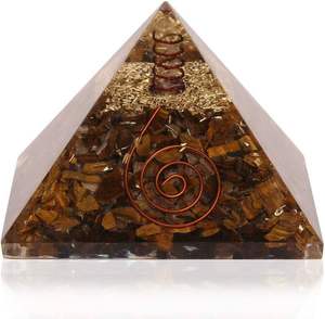Pirámide de Energía Orgónica de Ojo de Tigre con Punta de Cristal |   Escudo EMF y Decoración de Protección de Aura Hechos a Mano y Ecológicos de Feng Shui - Product Image 1