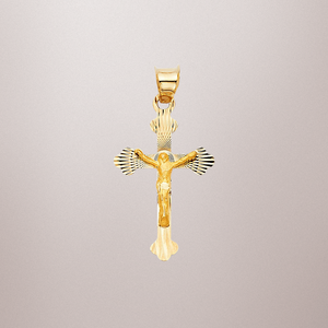 Alta calidad 14K chapado en oro amarillo Unisex Cruz religiosa Jesús crucifijo colgante nuevo diseño delicado colgante de Metal para niños - Product Image 6