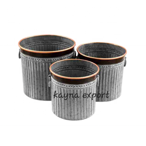 Handmade Vintage Style Antique Finished <b>Metal</b> Planter Pot Indoor and Outdoor Decoration <b>Metal</b> <b>Bucket</b> Planter for Floor Decor - Product Image 5