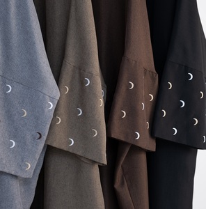 Aïd Modeste Abaya Designs Abaya en lin Kimono Dubai Abaya musulmane Vêtements islamiques Robe pour femme Tissu en coton et lin manches design - Product Image 5