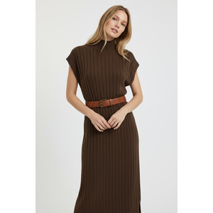 Vestido Largo de Punto sin Mangas con Cuello Alto para Mujer, Diseño Moderno a Rayas, Estilo Casual - Product Image 3