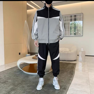 Conjunto Deportivo Vintage para Hombre, Chaqueta con Cremallera y Pantalones Jogger, Estilo Urbano, Holgado, Informal, para Primavera/Otoño, Entrenamiento y Actividades al Aire Libre - Product Image 2