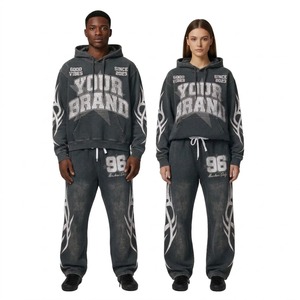 Ensemble 2 pièces imprimé décontracté pour homme : sweat à capuche et pantalon de survêtement, imprimé automne, en Spandex/Nylon épais, respirant et à séchage rapide, idéal pour le fitness - Product Image 1