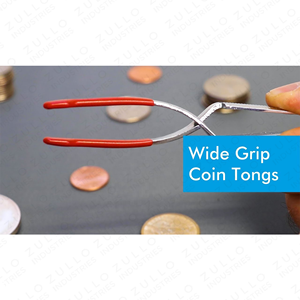 Pince à monnaie à action inversée en acier inoxydable personnalisée avec embouts en silicone, outil de précision pour la manipulation des pièces de monnaie, OEM, marque privée - Product Image 4