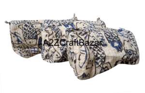 Premium High Quality Quilted 100 % Cotton Bohemian Portable for Pouch Women Cosmetic Flower Print Tote Beach Bag Large Capacity - Product Image 5