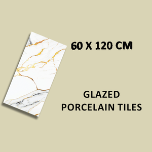 กระเบื้องปูพื้นพอร์ซเลนเคลือบเงา600X1200MM การตกแต่งภายในที่หรูหรามันวาวสูงกระเบื้องบุผนังและพื้น - Product Image 3