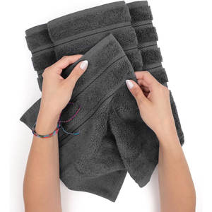 Luxury <b>Bath</b> <b>Towel</b> Set 600 GSM 100% Cotton Turkish <b>Bath</b> <b>Towels</b> Extra <b>Large</b> 27x54 Inches Soft & Absorbent for Bathroom Black - Product Image 5