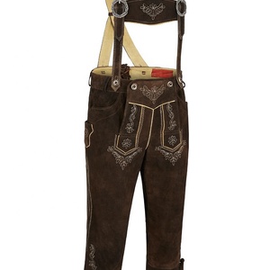 Elegante Lederhosen bávaro, Kniebund Hosen, Hombres Ledersosen Trachten Lederhosen Pantalones de cuero con tirantes (prendas bávaras - Product Image 1