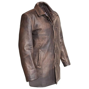 Top Selling Men's Casual Leather Long Coat Breathable Wind-Proof Sheep <b>Fur</b> High Quality Camel-Filled at Wholesale Price - Product Image 1