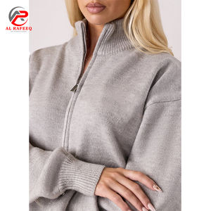 ชุดวอร์ม2ชิ้นสำหรับผู้หญิงชุดวอร์มเสื้อวอร์มแบบรูดซิปและกางเกงเลานจ์พร้อมโลโก้ที่กำหนดเอง - Product Image 4