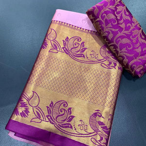 Saree en soie pure de haute qualité avec travail de tissage Zari lourd élégant chemisier fantaisie sur mesure tenue de fête de mariage pour les femmes - Product Image 1