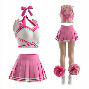 Uniforme de cheerleading personnalisé imprimé jaune et bleu pour filles |   Ensemble de tenue de cheerleading professionnel, logo personnalisé, 100% polyester, rapide - Product Image 4