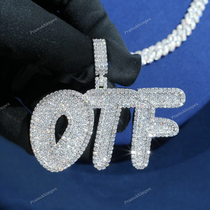 Élégant pendentif lettre initiale VVS1 Moissanite en argent Sterling 925 entièrement glacé Alphabet personnalisé collier personnalisé pour cadeau - Product Image 3