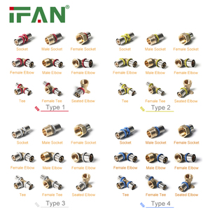 Conector tipo prensa de latón de acero inoxidable resistente a alta presión IFAN, blanco, rojo, azul, amarillo, accesorios de prensa PEX, accesorios PEX - Product Image 1