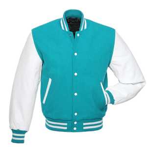 Chaqueta Universitaria Unisex de Moda con Mangas de Cuero PU y Cuerpo de Mezcla de Lana, Diseñada para Logotipos y Colores de Equipos Personalizados - Product Image 4